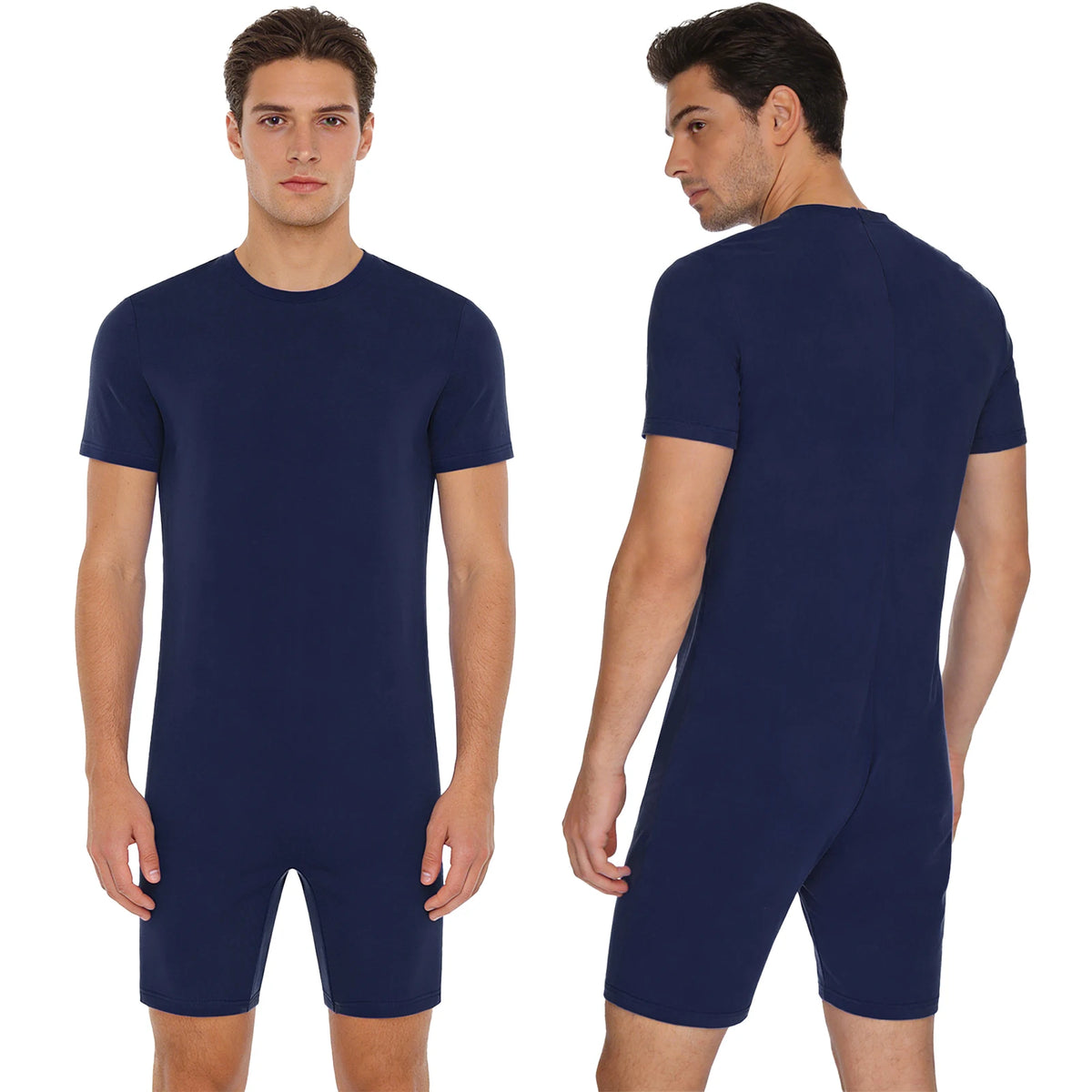 Adults Unisex Anti-Strip Adaptive Jumpsuit Short Sleeve Back Zipper Rompers Nightwear for Elderly Special Needs Patients
