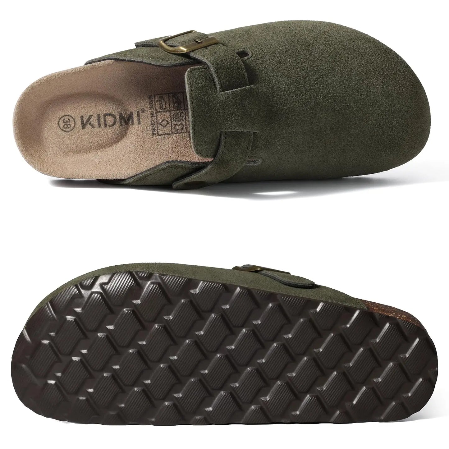Kidmi New Cow Suede Women's Potato Shoes With Adjustable Strap Cork Insole Mules Outdoor Unisex Clogs Slippers With Arch Support