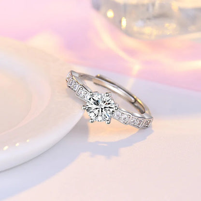 Original 925 Sterling Silver Ring High Quality Adjustable Opening AAA Zircon For Women Wedding Fine Fashion Jewelry Gift