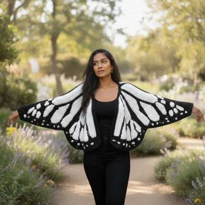 Crochet Monarch Butterfly Knit Cardigan Soft Breathable MonarchButterfly Cardigan Sweater Keep Warm with Butterflies Wing