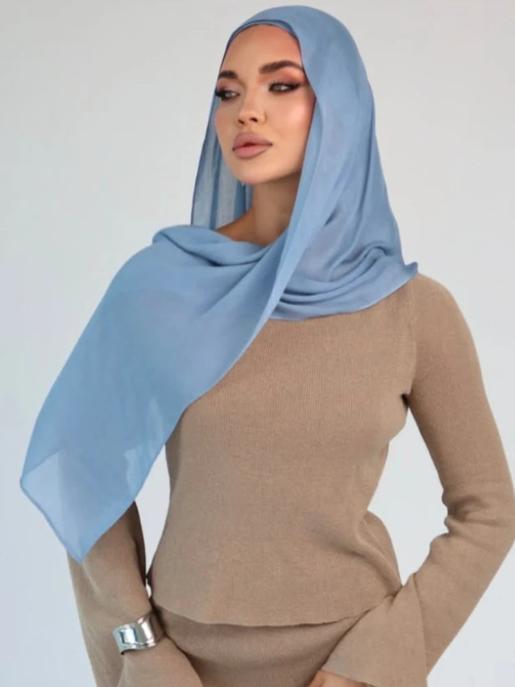 Mini Modal Hijab with Undercap Set Basic Stretchy Pullover Headscarf Thin Breathable Sunscreen Head Wrap Hijabs Scarf 165*50cm