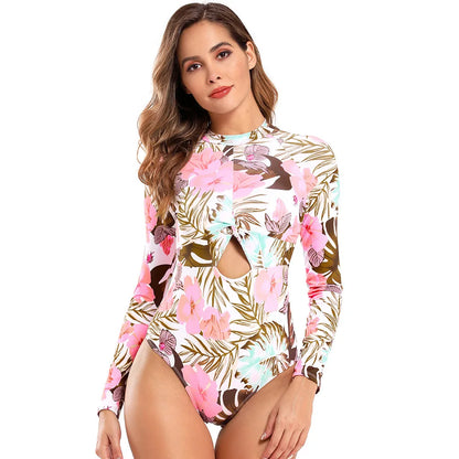 MUOLUX Rash Guard 2024 Long Sleeve One Piece Women Swimsuits Swimwear Female Monokini Uv Sun Protectio Zipper Sport Bathing Suit