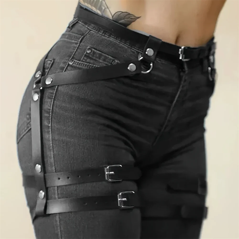 Punk Style Y2K Fashion Pu Leather Waist Belt For Women Harness Belt Suspenders Body Corset Accessories