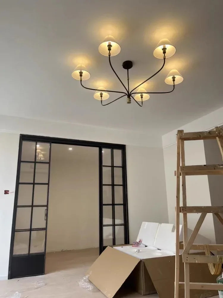 2025 Mid Century Chandelier Minimalist Wrought Iron Light Designer Black Amd Gold Lights Country Hall Bedroom Dining Room Lighti