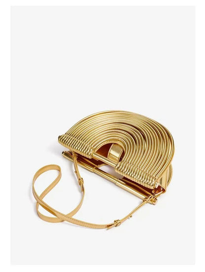 Handbags for Women 2026 New Gold Luxury Designer Brand Moon Handwoven Noodle Bags Leather Pulled Hobo Silver Evening Clutch Chic