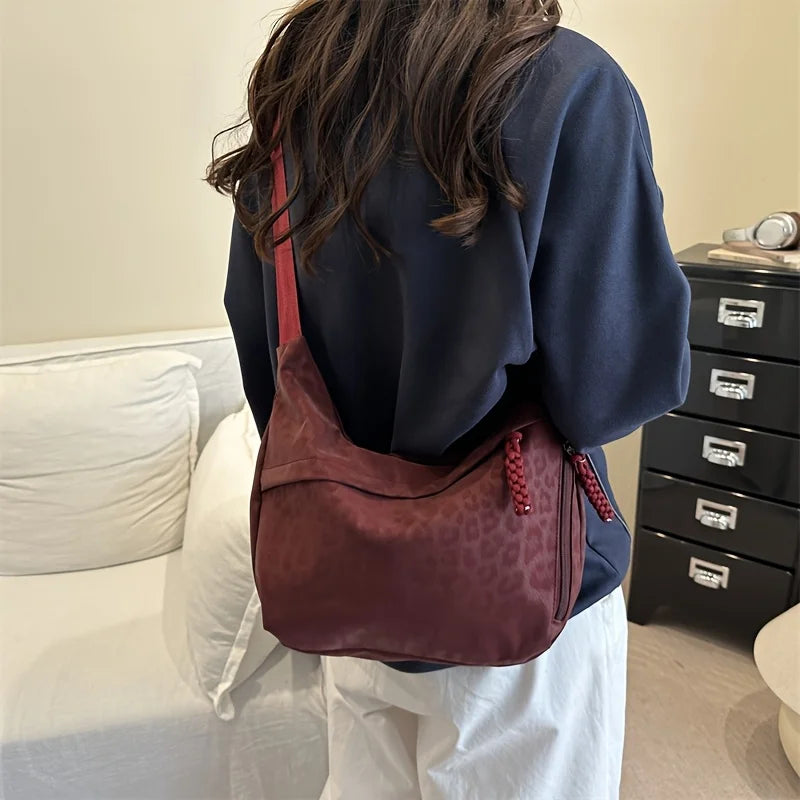 1pc Leopard Print Crossbody Bag for Women, Trendy Casual Shoulder Purse with Adjustable Strap, Fashionable Zipper Pocket Purse