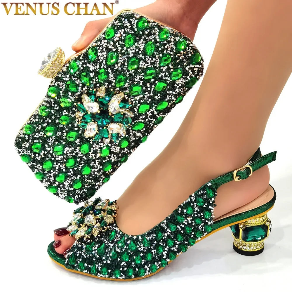 New Silver Color Nigerian Women's Shoes and Bags Party  African Fashion Shoes and Bags Wedding Shoes and Bags