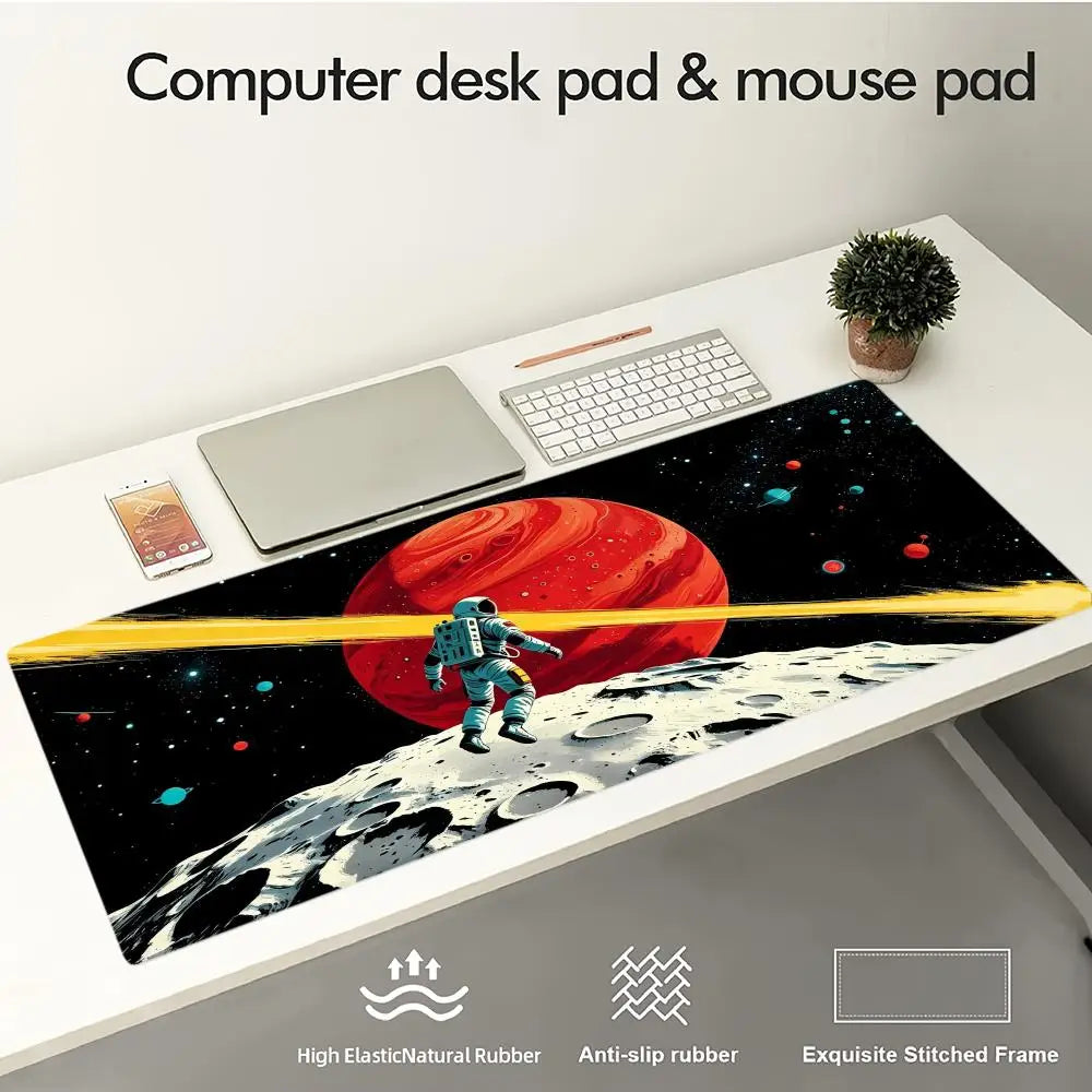 Space Astronaut DJ Mouse Pad Large Computer Office Game Table Mat Rubber Anti-slip Stitched Keyboard Mats 90x40 XXL Desk Pads