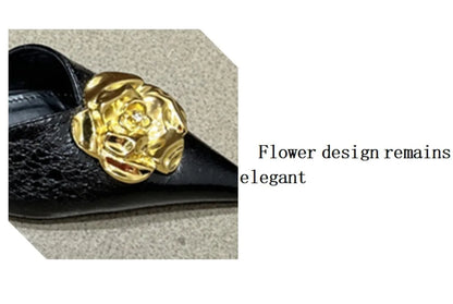 Flower Women Flats Slippers Pointed Toe Elegant Mules Shoes Fad Slingback Sandals 2025 Summer New Luxury Flip Flops Mujer Slides
