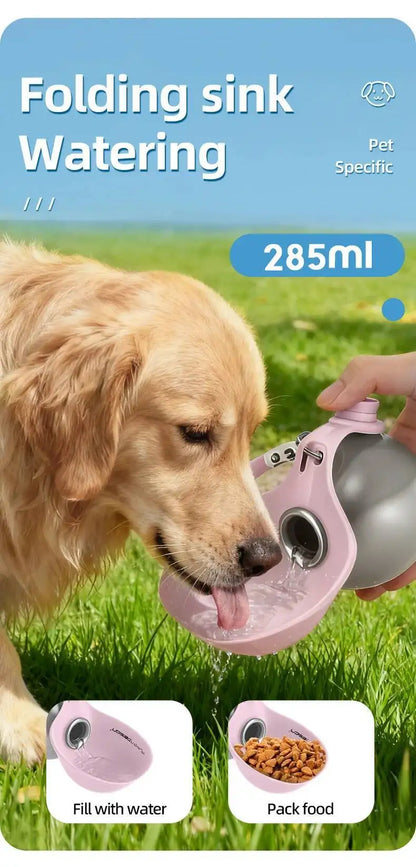 Stainless Steel Water Bottle Outdoor Dog Walking Folding Portable Water Cup With Lanyard Hook LeakProof Dog Water Drink Bottle