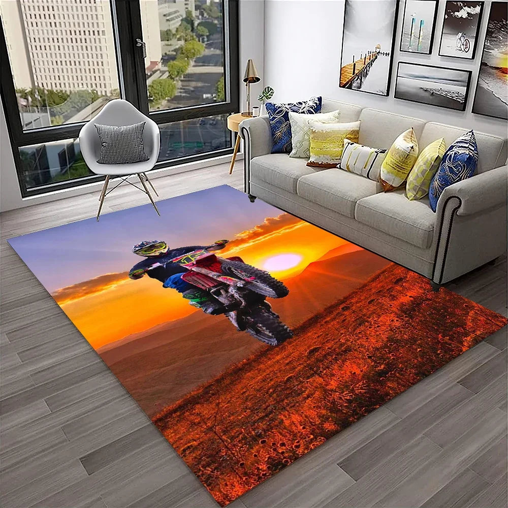 Off Road Motorcycle Racing Moto Carpet Rug for Home Living Room Bedroom Sofa Doormat Decor,Kid Play Area Rug Non-slip Floor Mat