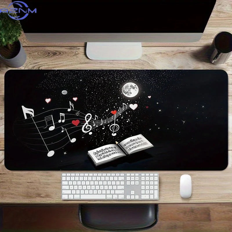 One Cosmic Music Tune Mouse Pad -  cm, a Stylish XXL Extended Desk Mat Featuring a Non-Slip Base, Expertly Sewn Edges, Ideal for