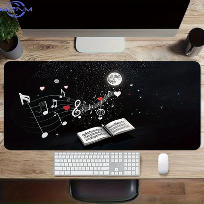 One Cosmic Music Tune Mouse Pad -  cm, a Stylish XXL Extended Desk Mat Featuring a Non-Slip Base, Expertly Sewn Edges, Ideal for