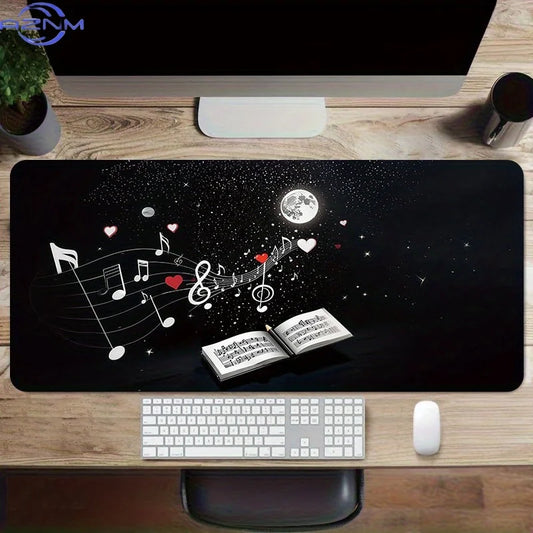 One Cosmic Music Tune Mouse Pad -  cm, a Stylish XXL Extended Desk Mat Featuring a Non-Slip Base, Expertly Sewn Edges, Ideal for