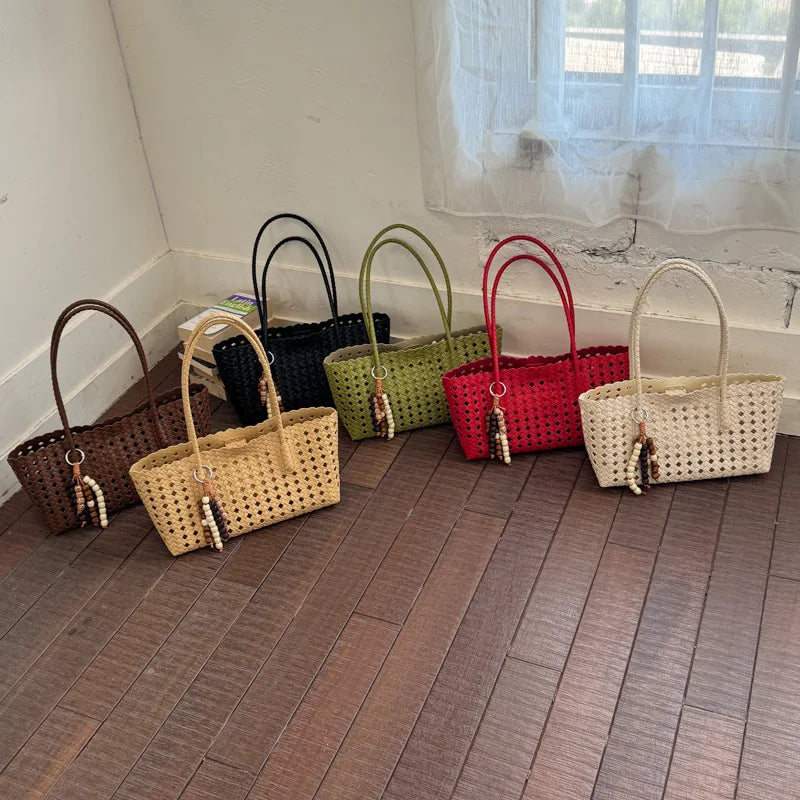 Weave Hollow Out Shoulder Bags for Women 2026 Summer Luxury Designer Hand Bag Females Beach Bags Handbags and Purses