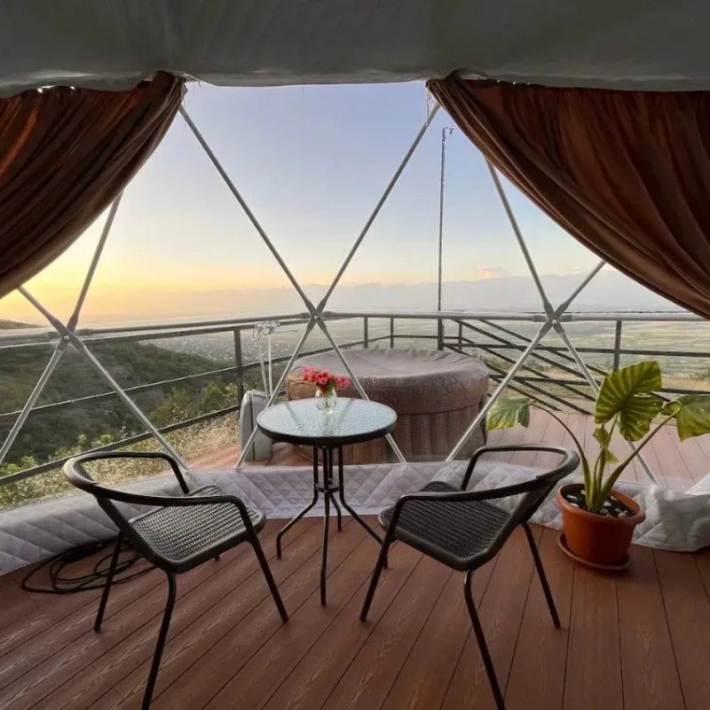 Luxury Glamping Geodesic Dome Tent All Climate Heavy Snow Wind Resistant Desert River Snow Polar  Paint Outdoor Camping Shelter
