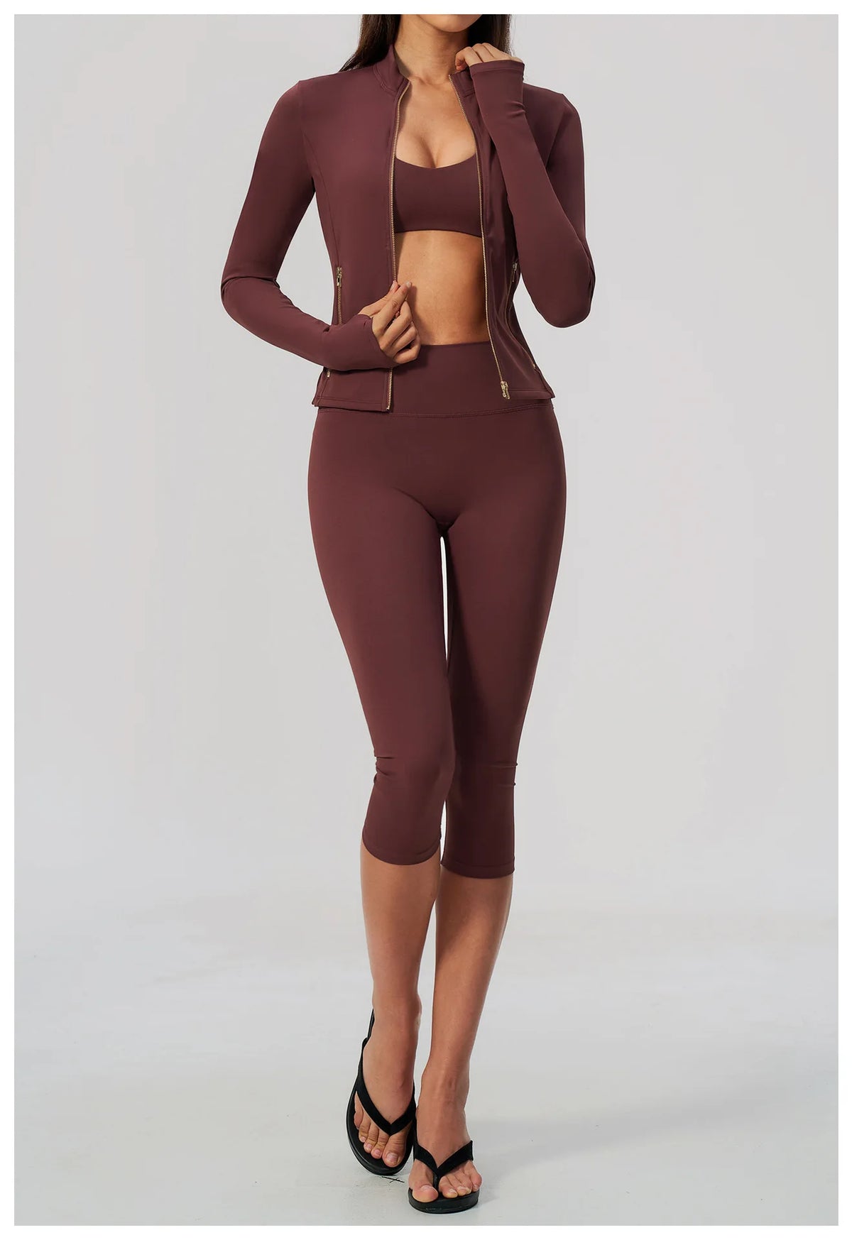 Yoga Set 3PCS Women's Tracksuit Workout Outfit Zipper Fitness Long Sleeved Sports Set Gym Clothes Female Sports Bra Yoga Outfits