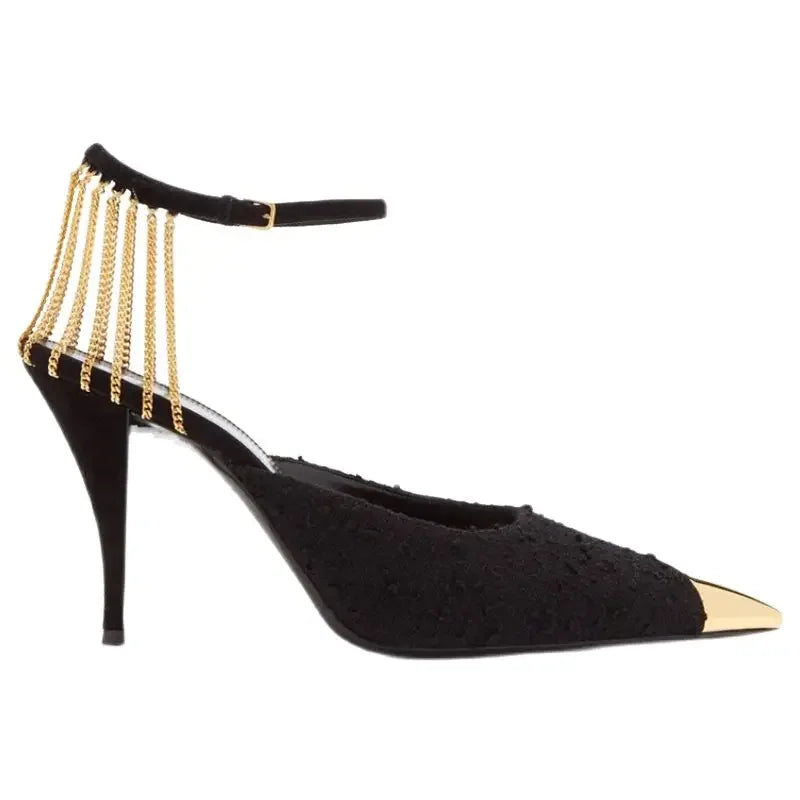 Stiletto Pointed Toe Sandals for Women 2025 Luxury Footwear Vintage Sandal Summer Offers Pvc Cheap Liquidation Woman Shoes Sale