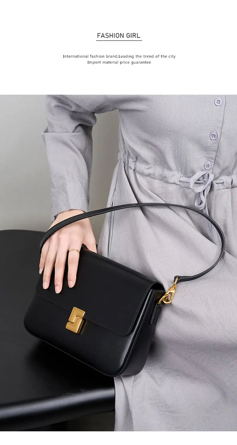 Luxury Genuine Leather Women Bag 2025 New Women's Shoulder Bag High Quality Cowhide Square Crossbody Bags Designer Handbags