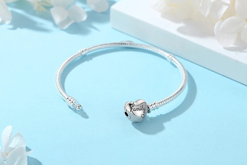 925 Sterling Silver Bracelets Bangles Original Love Heart Clasp Charms Beads Snake Chain Luxury DIY Jewelry For Women Gift