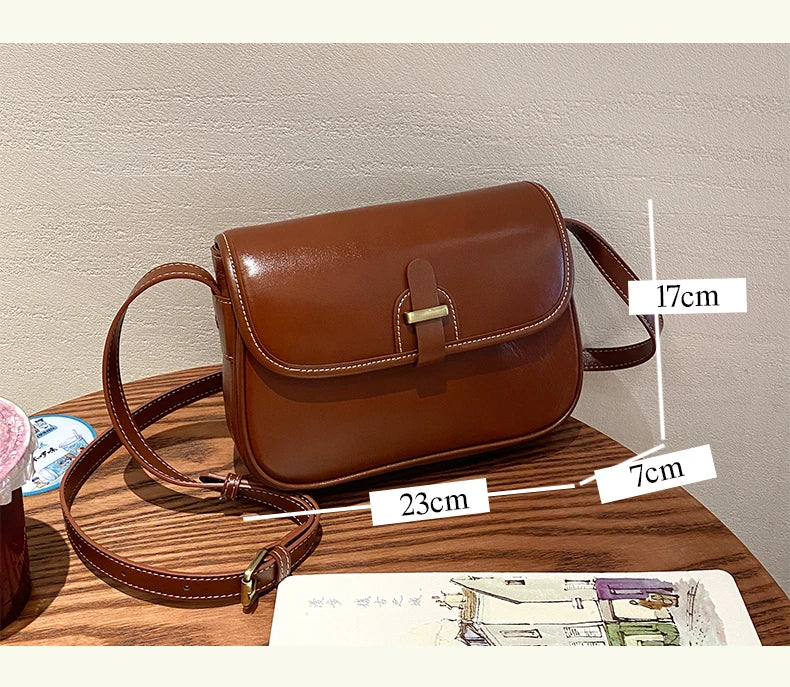 Female Cowhide Luxury Designer Handbags Women's Natural Cow Leather Shoulder Bag Ladies Fashion Small Square Crossbody Bags New
