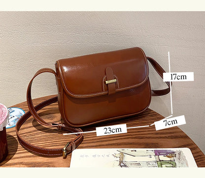 Female Cowhide Luxury Designer Handbags Women's Natural Cow Leather Shoulder Bag Ladies Fashion Small Square Crossbody Bags New