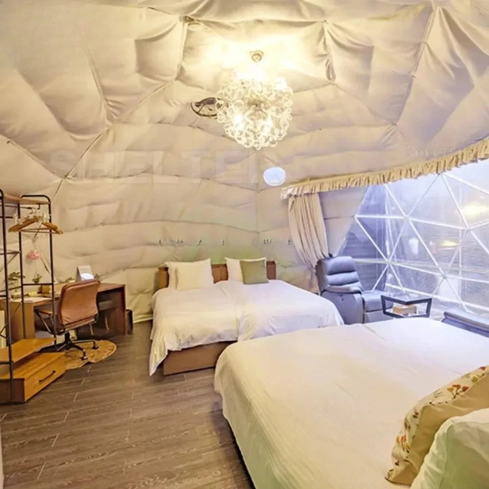 Geodesic Dome Tent 4 Season Waterproof Camping Tent Luxury Glamping Dome Tent PVC Bubble Windproof Garden Outdoor Shelter