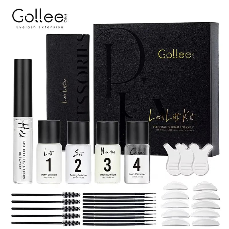 Gollee Lash and Brow Curling Perm Kit Natural Eyelash Lifting Perm Treatment Makeup Long Lasting 4-6 Weeks For Lash Curler Perm