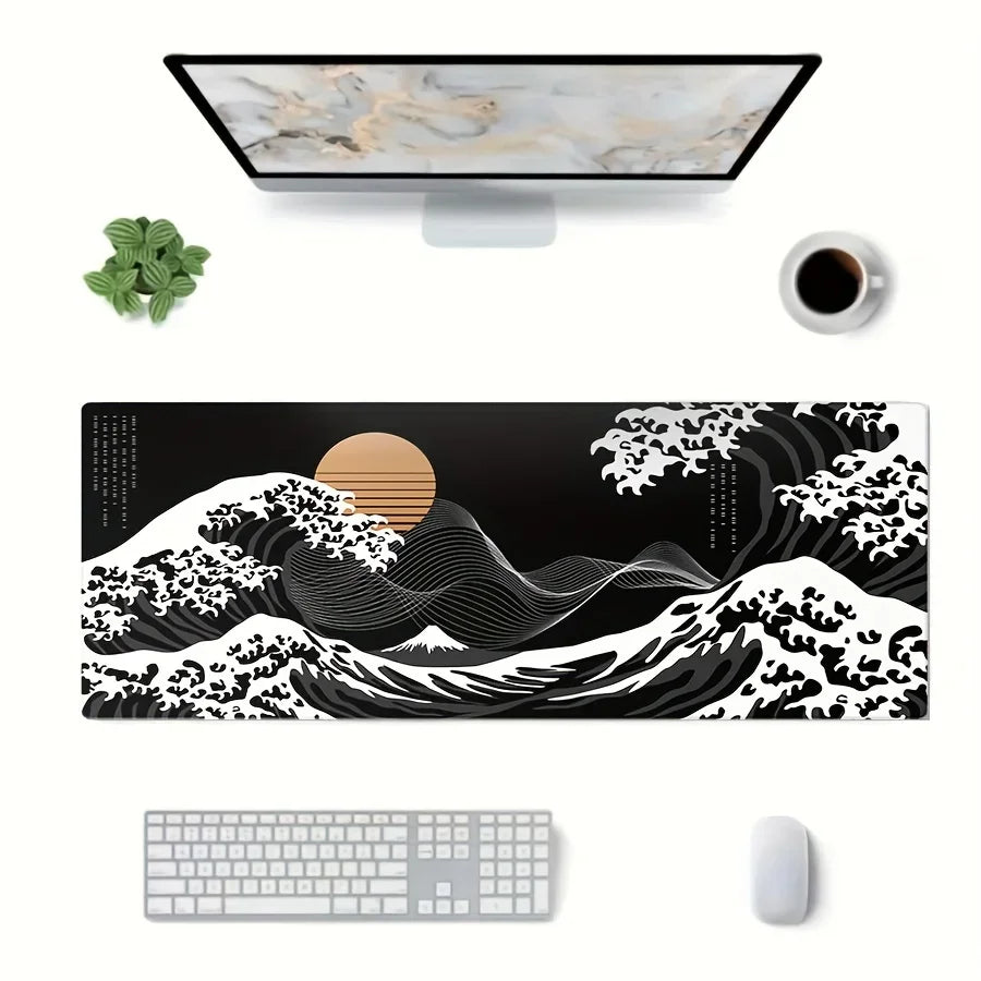 VIKAMA Large Mouse Pad Great Wave off Kanagawa Design Non-Slip Gaming Desk Mat for Office And Gaming Desktop Decoration
