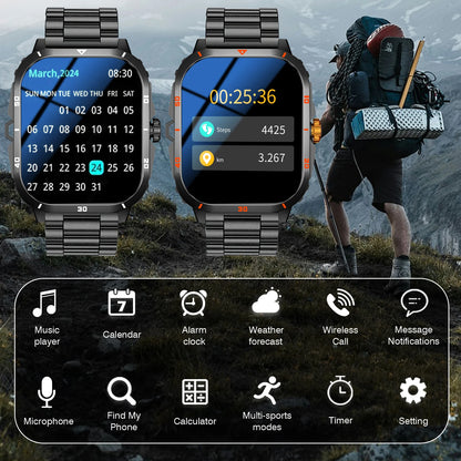 Smart Watch, Full Touchscreen Sports Watch, Bluetooth Calling, With Flashlight, Unisex, Compatible with Android and iPhone.