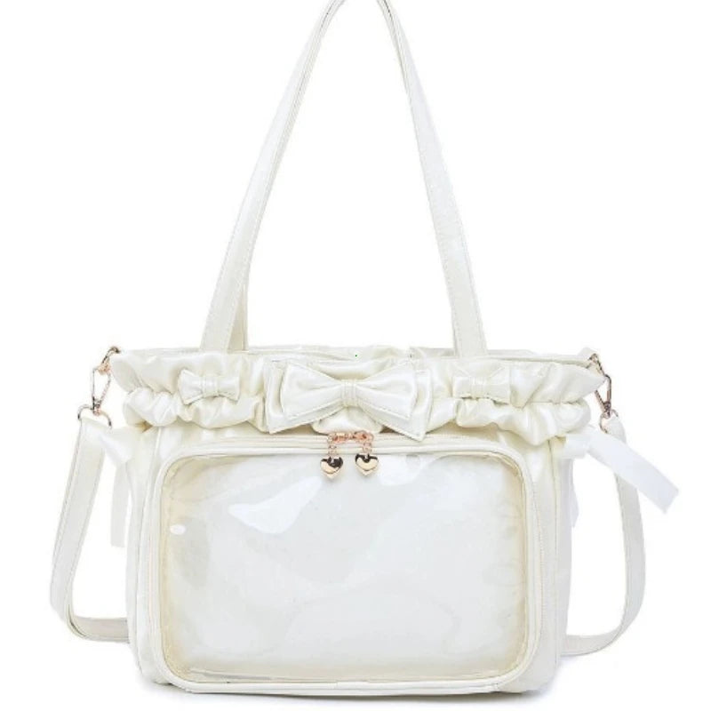 DIY Anime Badge Crossbody Shoulder Bag Subculture Ruched JK Uniform Bolso Mujer Сумки 2026 Lolita Women Ita Bags PU Clear Window