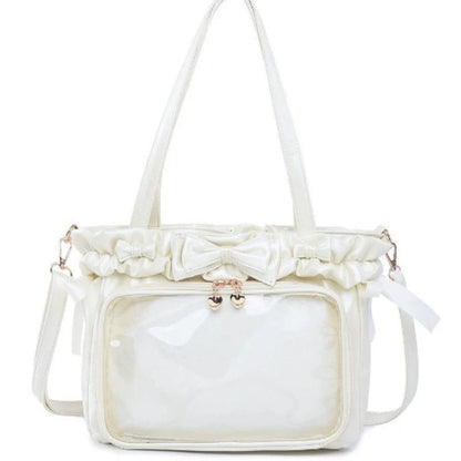 DIY Anime Badge Crossbody Shoulder Bag Subculture Ruched JK Uniform Bolso Mujer Сумки 2026 Lolita Women Ita Bags PU Clear Window
