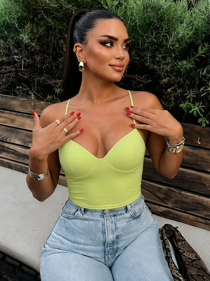 HXAO Woman Tops Corset Crop Top Women Sleeveless Black Brown Top With Straps Camisole Bodycon Backless Sexy Tops Bustier