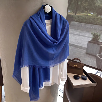 New Long Scarf Women Cotton Scarf Beach Hijab Shawls and Wraps 2026 Luxury Brand Solid Color  Echarpe Designer