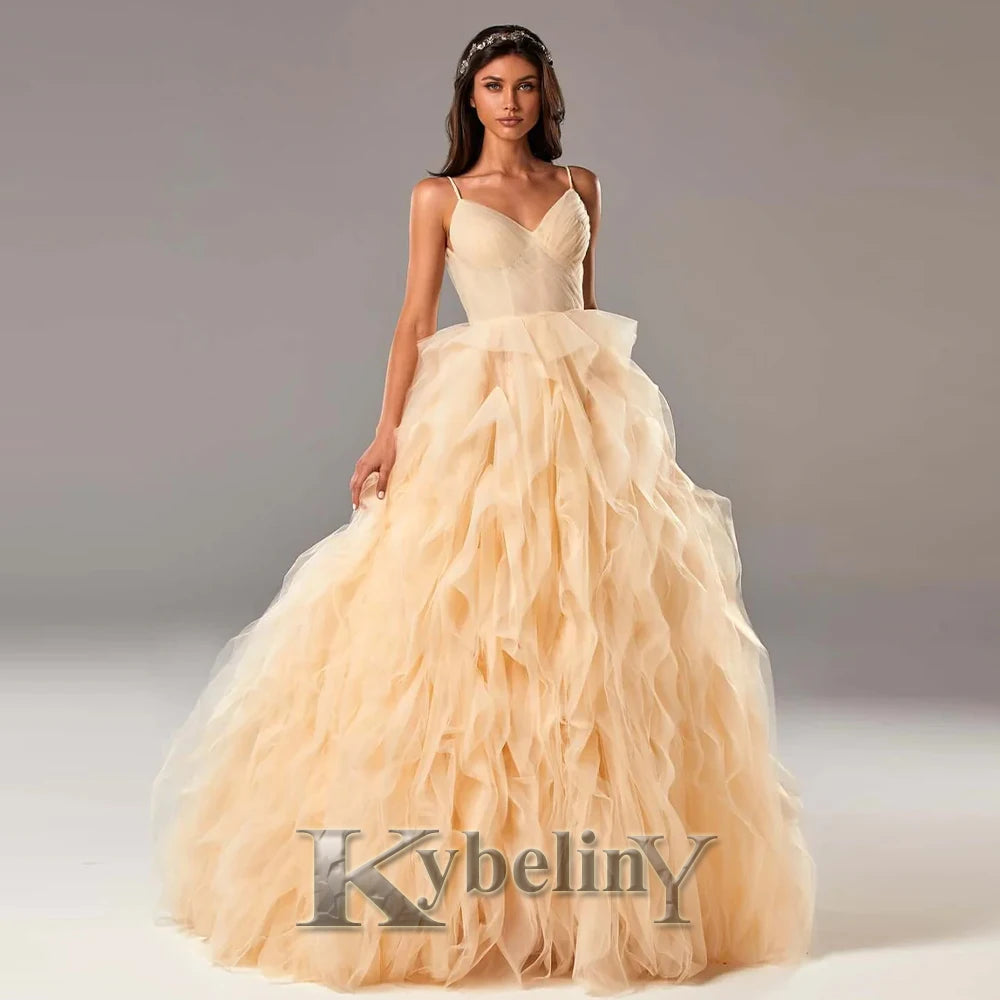 Kybeliny Fashionable Graduation Dresses for Woman High Neck Beadings Appliquse Trumpet Floor Length Pleat De Gala Customized