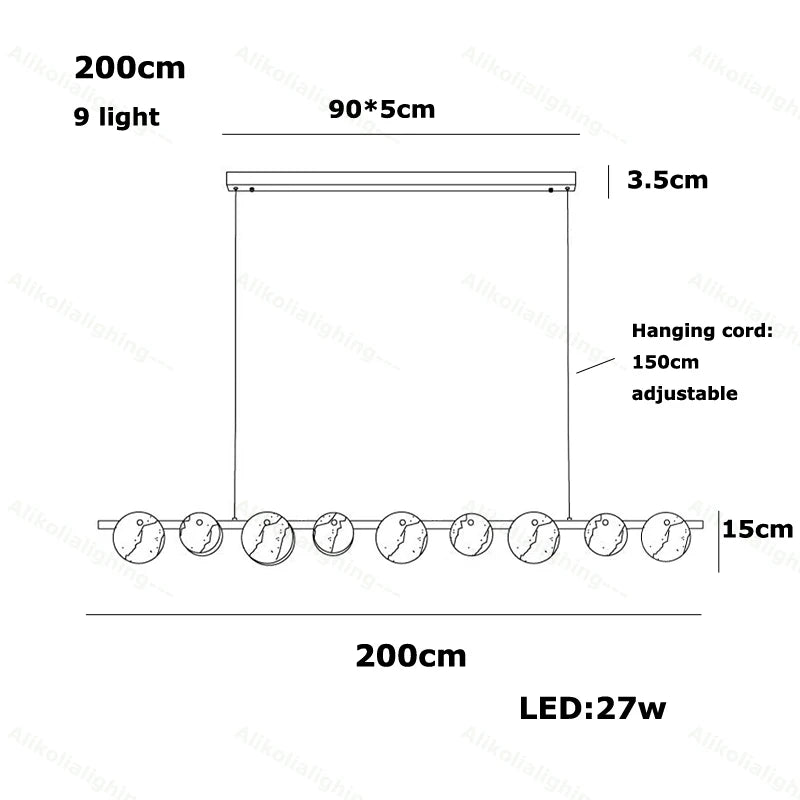 2026 Natural Marble Pieces LED Chandelier Lustre Alabaster Pendant Light Suspension Luminaire Lampen For Foyer Dinning Room