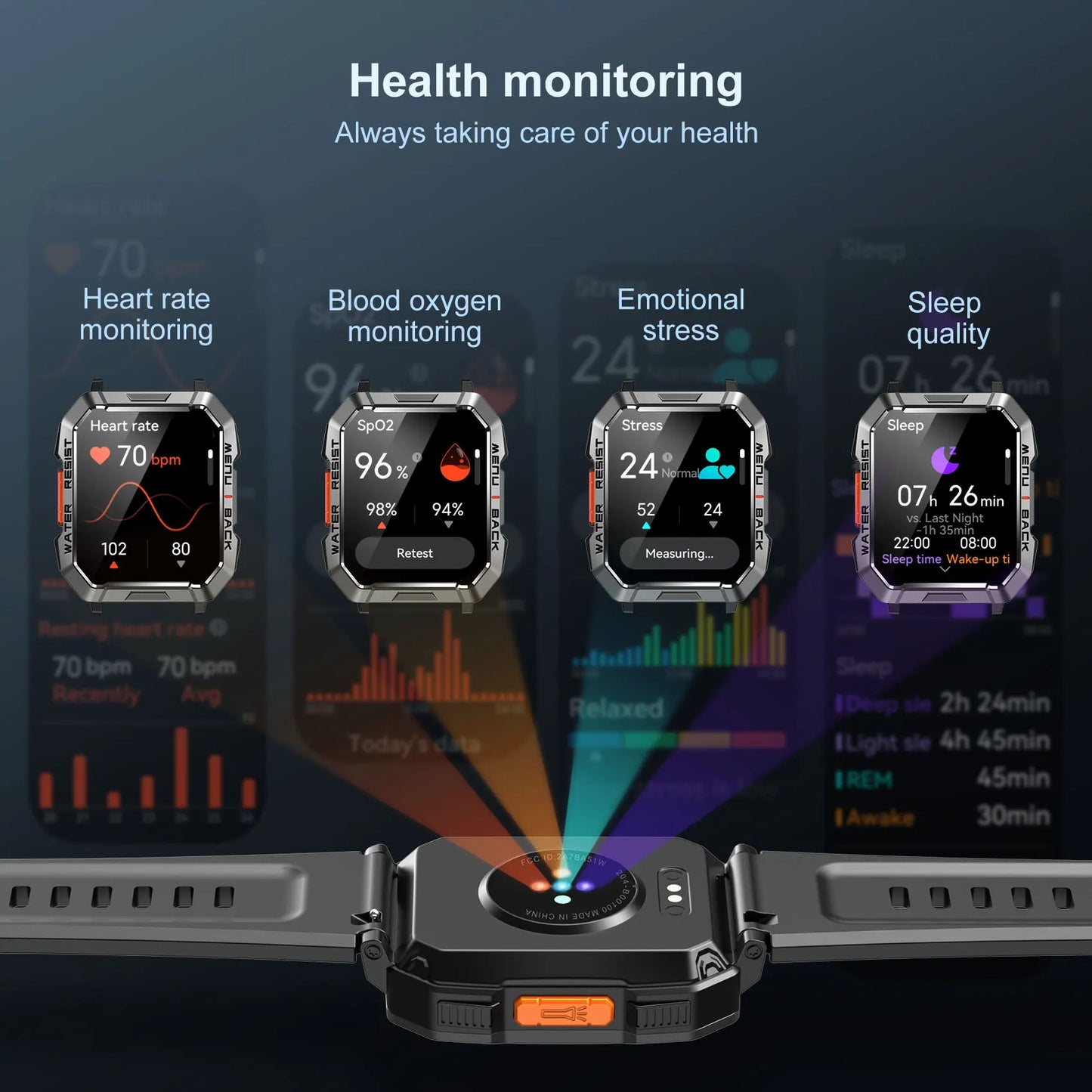Blackview W60 Waterproof Smart Watch 2.01 inch HD Display 900mAh Large Battery Smartwatch Emergency Lighting Woman Man Watches