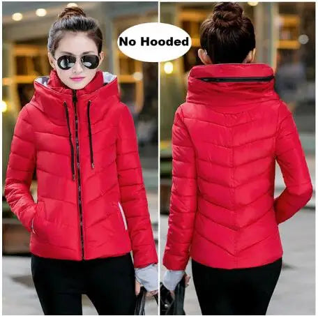 Winter Jacket for Women Tops Womens Parkas Thicken Outerwear Solid Coats Short Female Slim Cotton Padded Basic Clothing