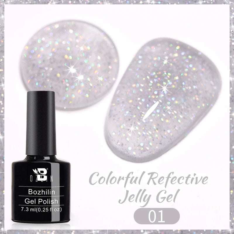 AWStorG 7.5ml Light Color Cat Eye Gel Nail Polish Pink Semi Permanent Glitter Magnetic Gel Soak Off UV LED Varnish Nail Art
