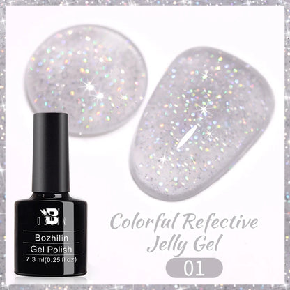 AWStorG 7.5ml Light Color Cat Eye Gel Nail Polish Pink Semi Permanent Glitter Magnetic Gel Soak Off UV LED Varnish Nail Art