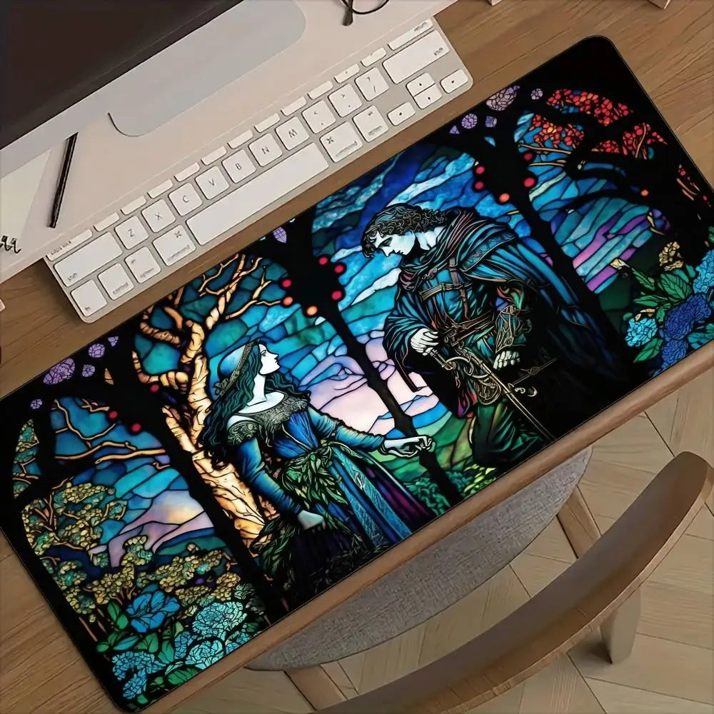 Medieval anime illustration design Mouse Pad Desk Mat with Stitched Edge non-Slip rubber base gamer pc accessories magic playmat