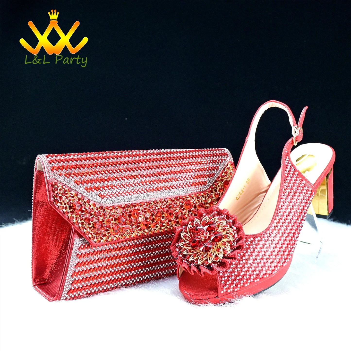 2024 Special New Arrivals Italian Women Shoes and Bag to Match in Green Color with Platform Shinning Crystal Sandal for Wedding