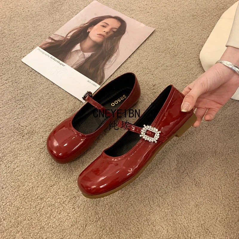 New Spring Autumn Women Ballet Flats Comfort Round Toe Soft Sole Leather Shoes Ladies Daily Wear Dress Mary Jane Shoes