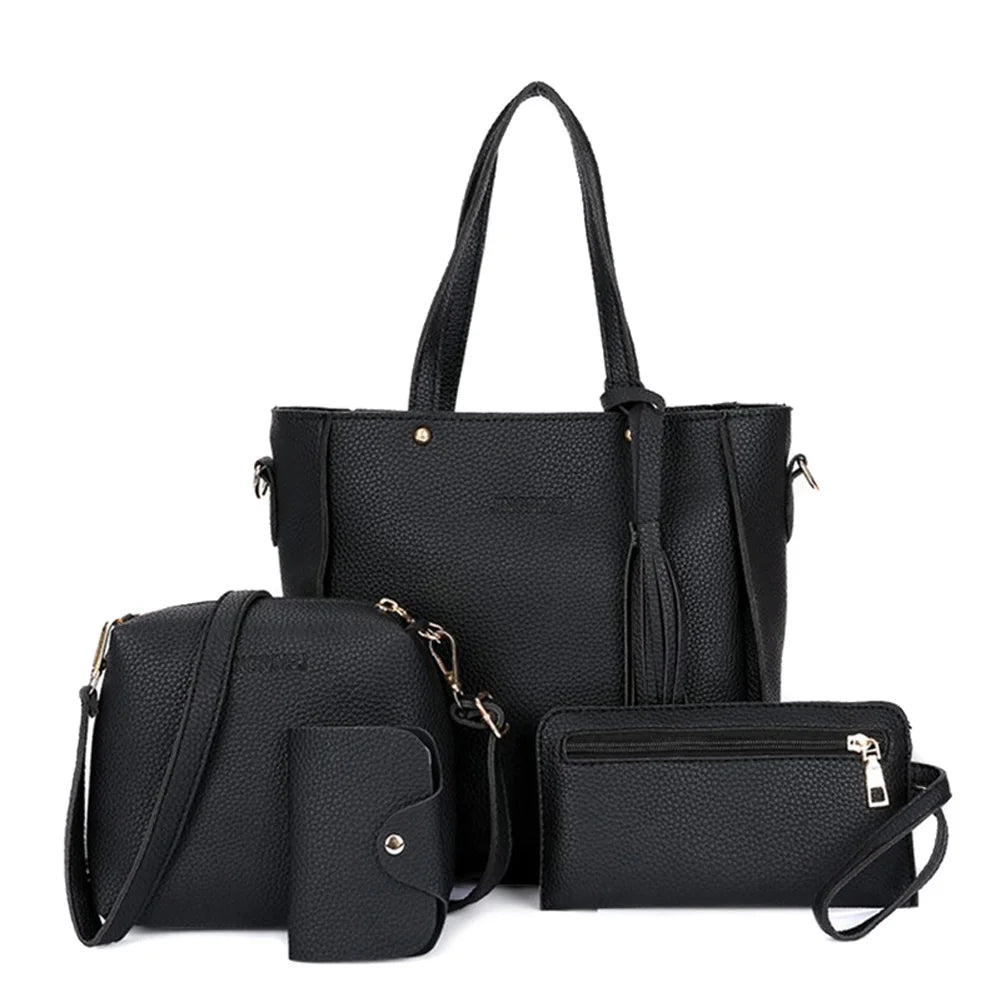 4pcs/set Women Elegant Tote Bags Heavy Duty Multiple Colors Available Bag for Eyeglasses Phones Cosmetics