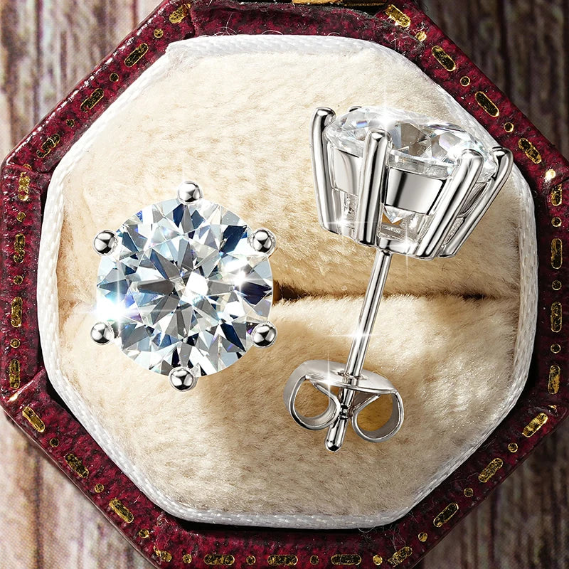 Lnngy 0.5ct-3ct D-Color Moissanite Stud Earring 14k Gold Filled Lab Created Imitation Diamond Earrings For Women Gilrs Jewelry