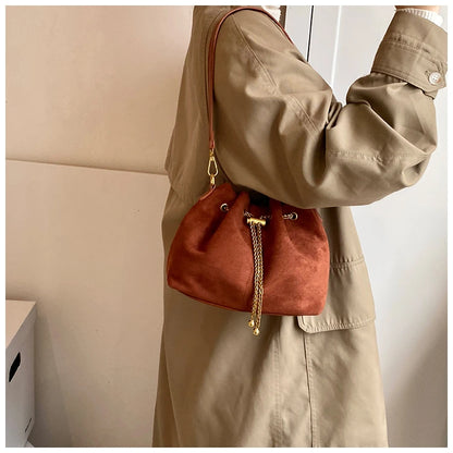 2026 Soft Commuting Crossbody Bags Faux Suede Sewing Hot Sale Bags for WomenThread Solid Color String Women's Handbags