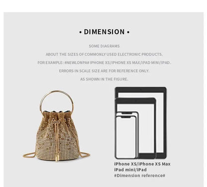 Diamond Bucket Bag for Women  Rhinestones Bling Shoulder Bags FashionTote Handbag Luxury Design Purse Crossbody Bag
