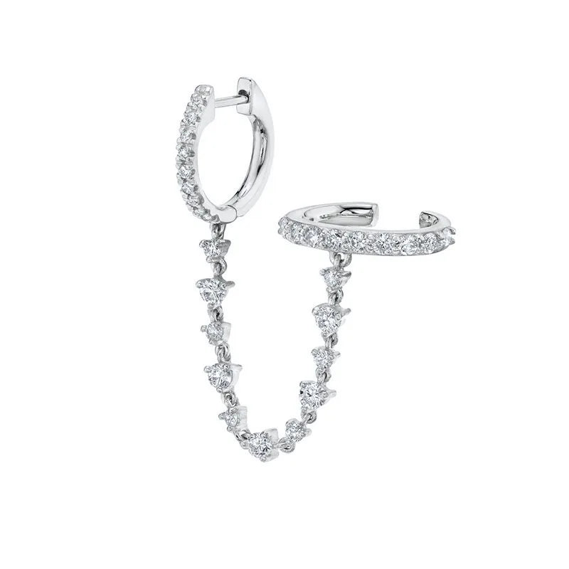 925 Sterling Silver Needle Long Chain Stud Earrings For Women Exquisite Zircon Geometric Tassel Pendant Earrings Luxury Jewelry