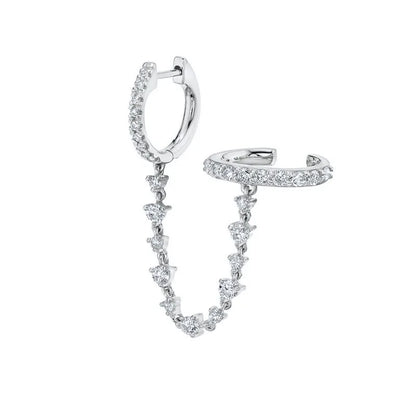 925 Sterling Silver Needle Long Chain Stud Earrings For Women Exquisite Zircon Geometric Tassel Pendant Earrings Luxury Jewelry