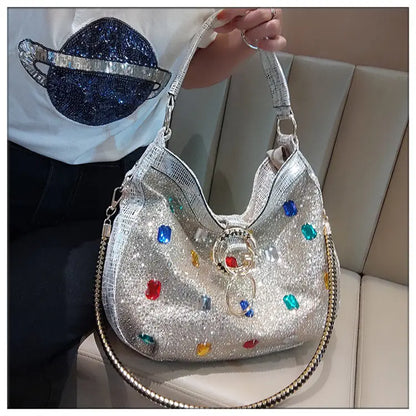 Luxury Genuine Leather Portable Women's Bag Leisure Large Capacity Diamond Tote Bag Shoulder Crossbody Bucket Bags Fashion 2026